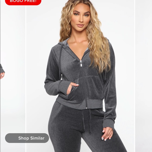 Charcoal grey velour tracksuit, worn once, 10/10 condition - Picture 2 of 7